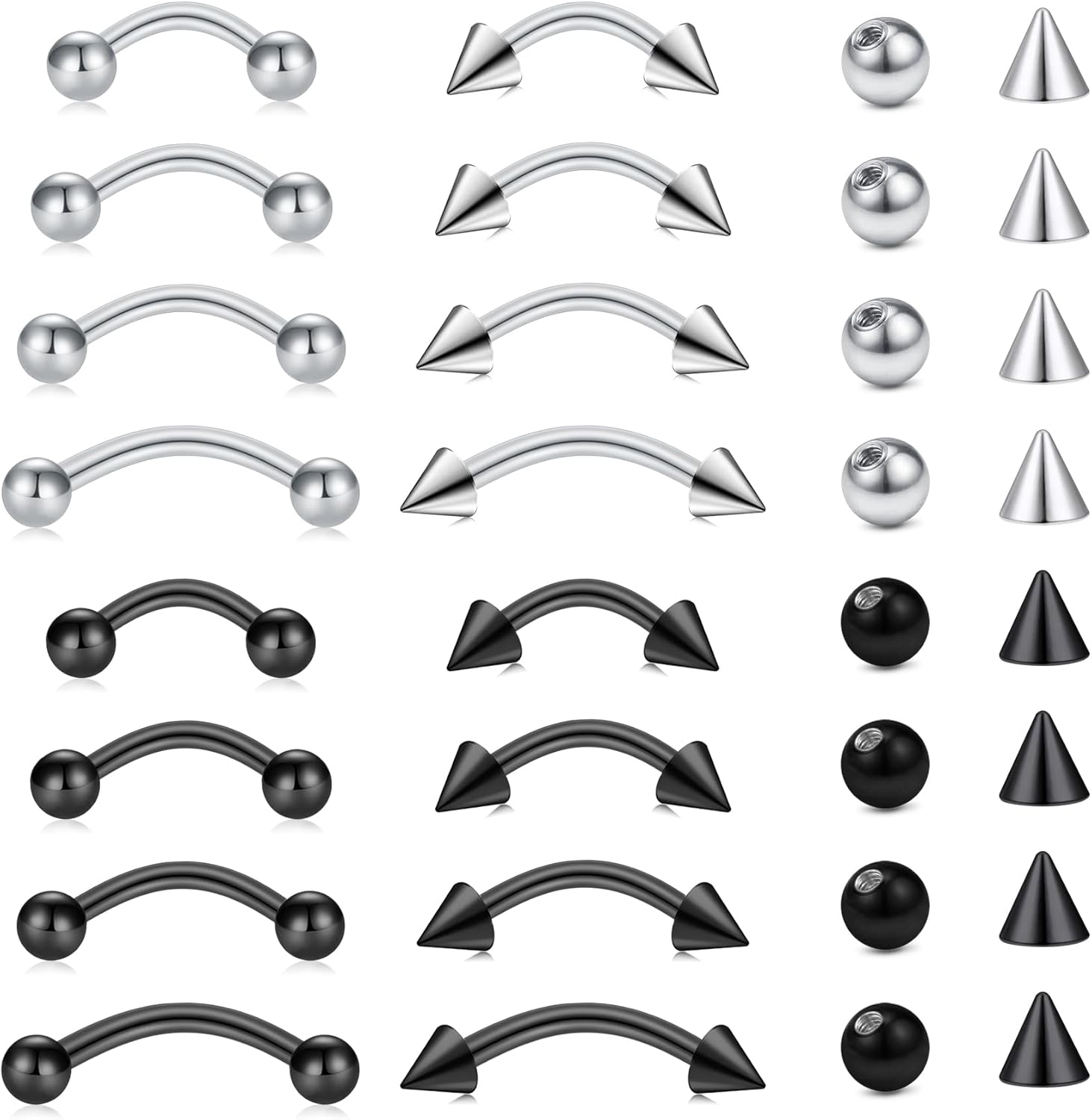Body Jewelry Lip Ring - Lot de 32 pièces en acier