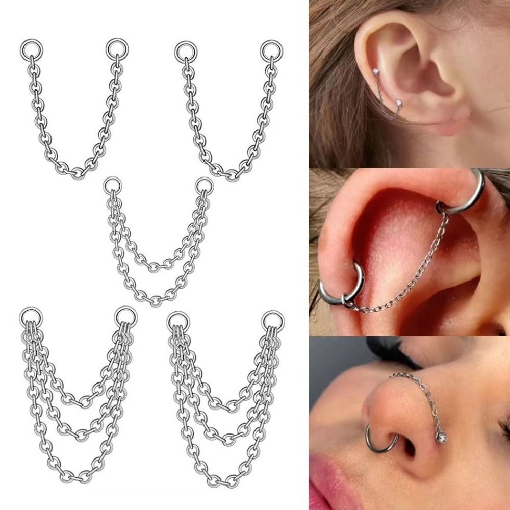 Body Jewelry Ear - Chaîne de nez en titane, chaîne