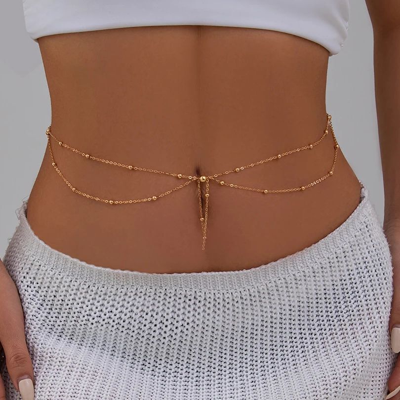 Body Jewelry Outfit - KunJoe multicouche couleur or chaîne de