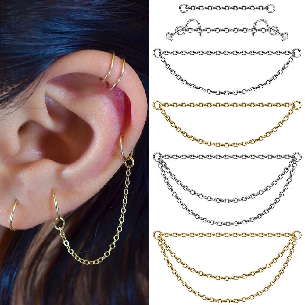Body Jewelry Ear - Chaîne de nez en titane tendance,