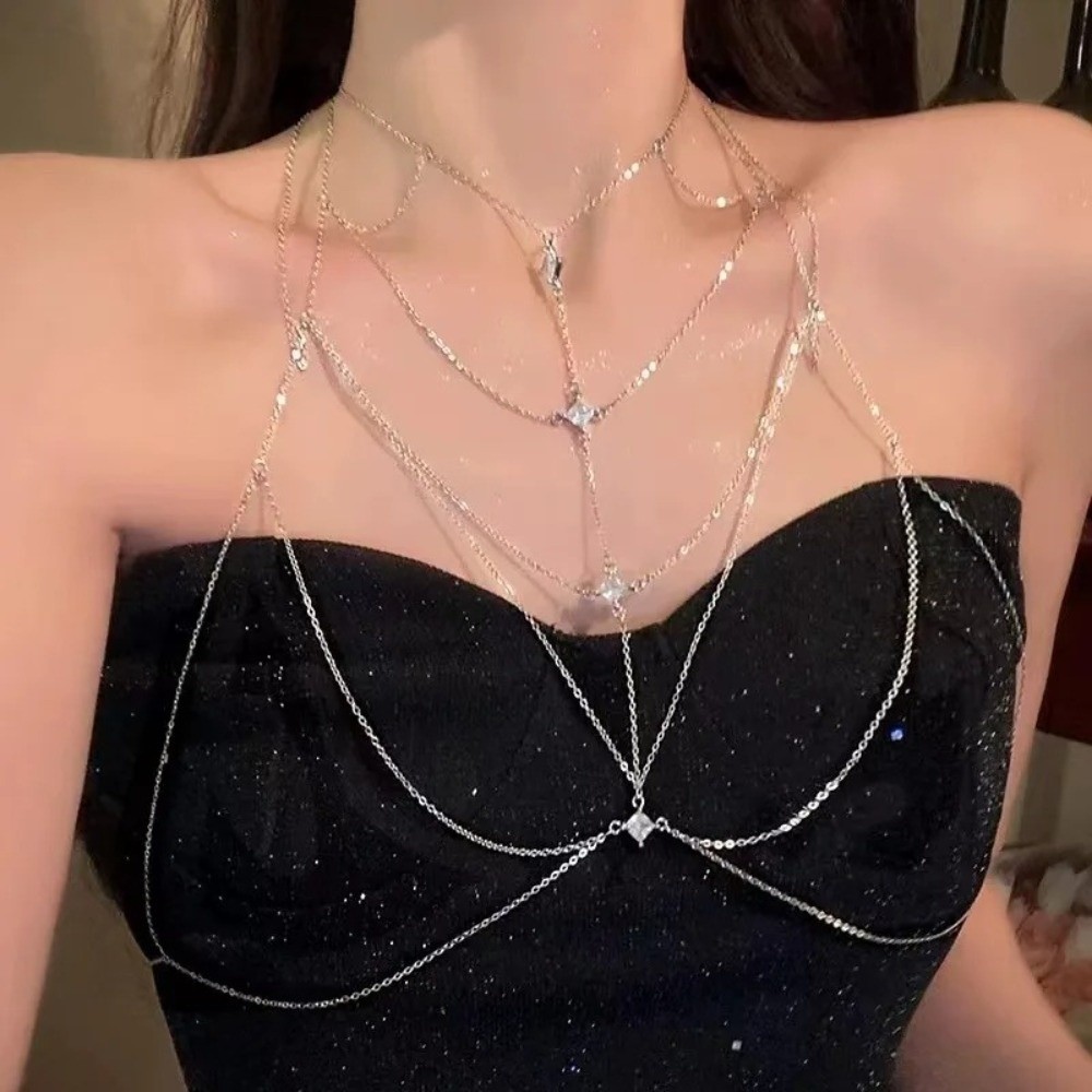 Chaîne de poitrine en strass s - Body Jewelry Unique avis et prix