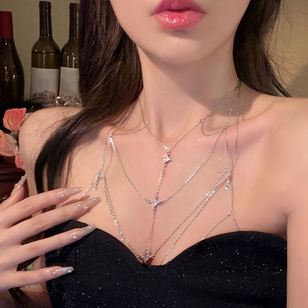 Chaîne de poitrine en strass s - Body Jewelry Unique avis et prix