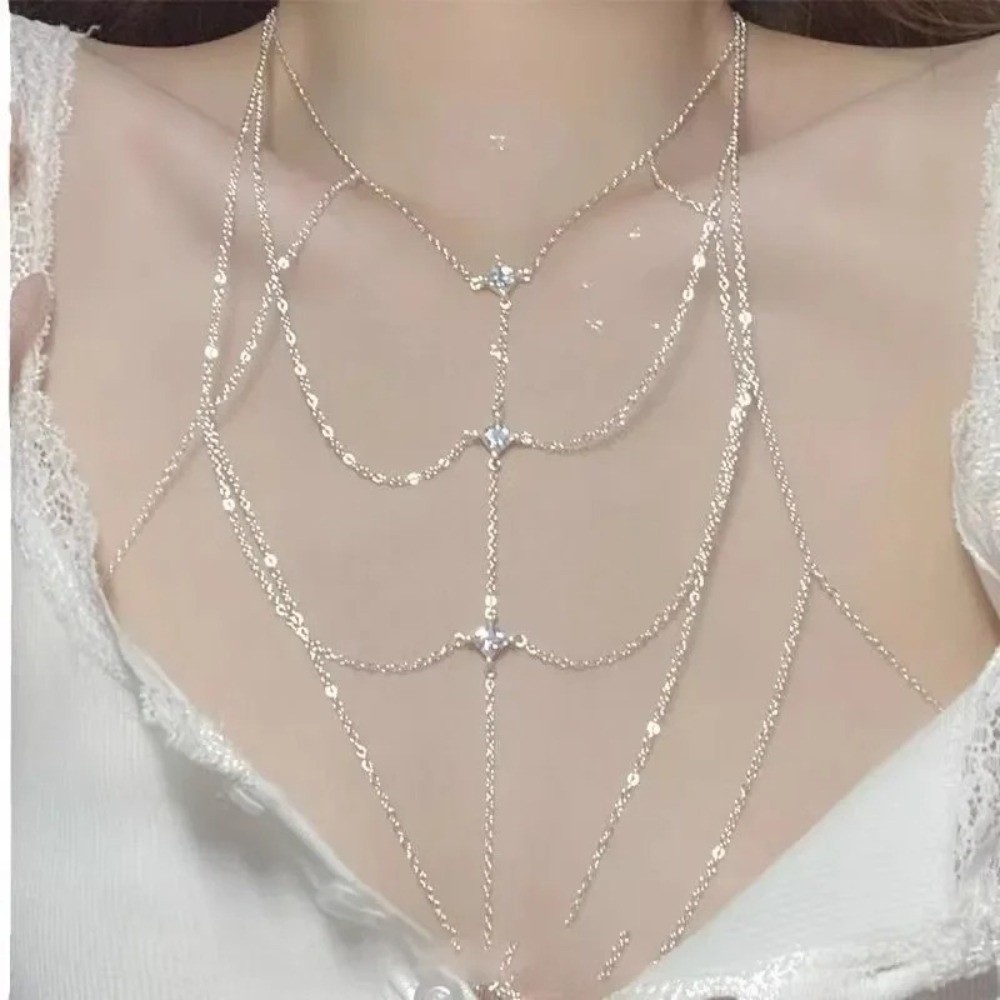 Chaîne de poitrine en strass s - Body Jewelry Unique avis et prix