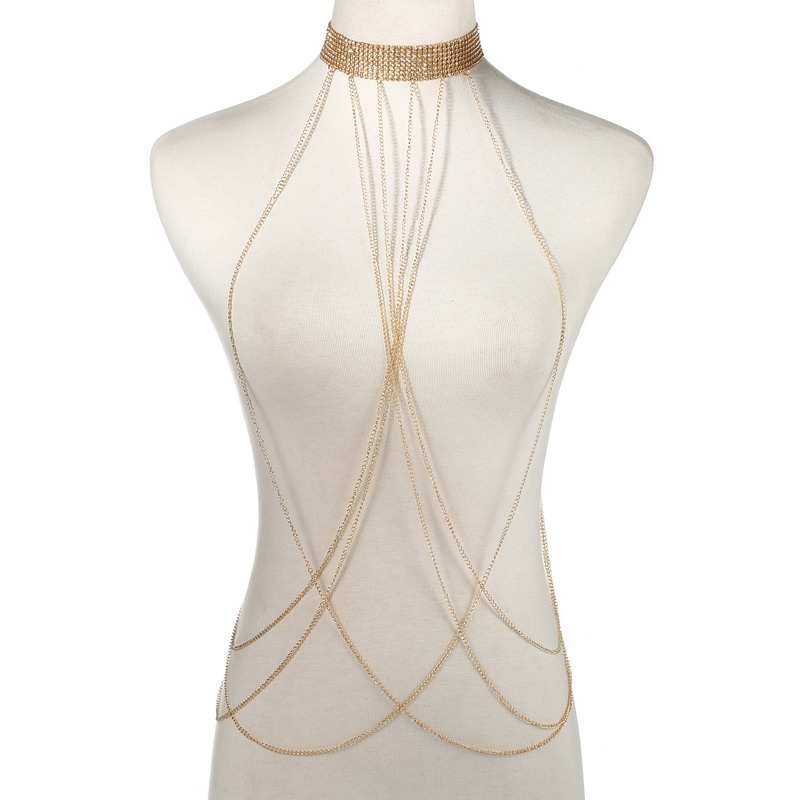Chaîne de corps couleur or pou - Body Jewelry Outfit avis et prix
